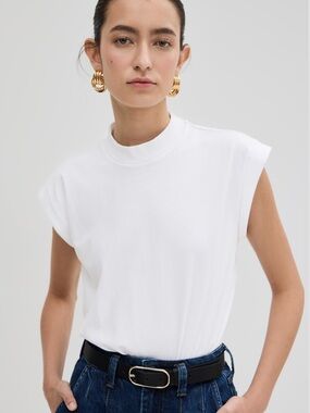 Anine Bing Caspen Tee Size S White 100% Cotton